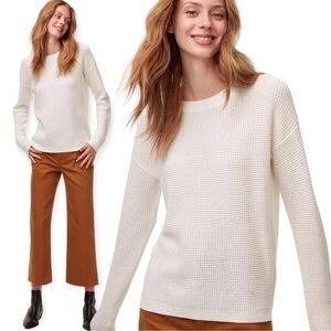 Aritzia Wilfred Free Isabelli Womens Merino Wool Pullover Sweater Size L Waffle